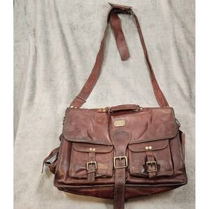 Cuero Bag Mens 18 Inch Brown Leather Messenger Laptop Crossbody Vintage